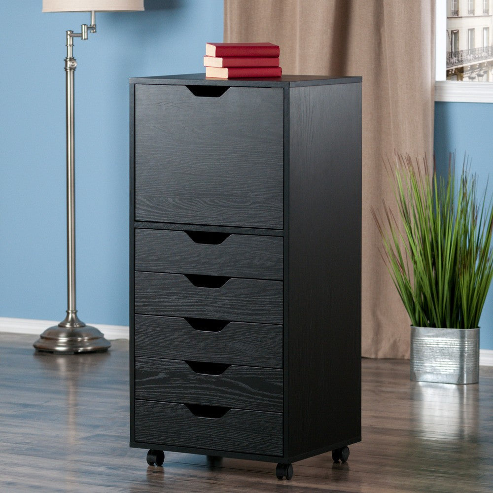 Halifax 5-Drawer Storage Mobile Cabinet, Black