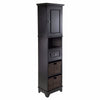 Wyatt 3-Pc Storage Cabinet with 2 Foldable Corn Husk Baskets, Black and Chocolate