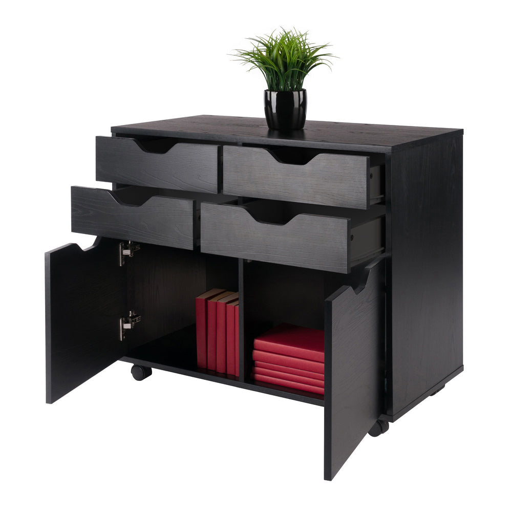 Halifax 2-Door 4-Drawer Mobile Cabinet Black WIN-20622