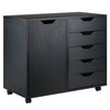 Halifax 5-Drawer, Side Storage Mobile Cabinet, Black