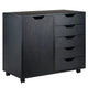 Halifax 5-Drawer, Side Storage Mobile Cabinet, Black