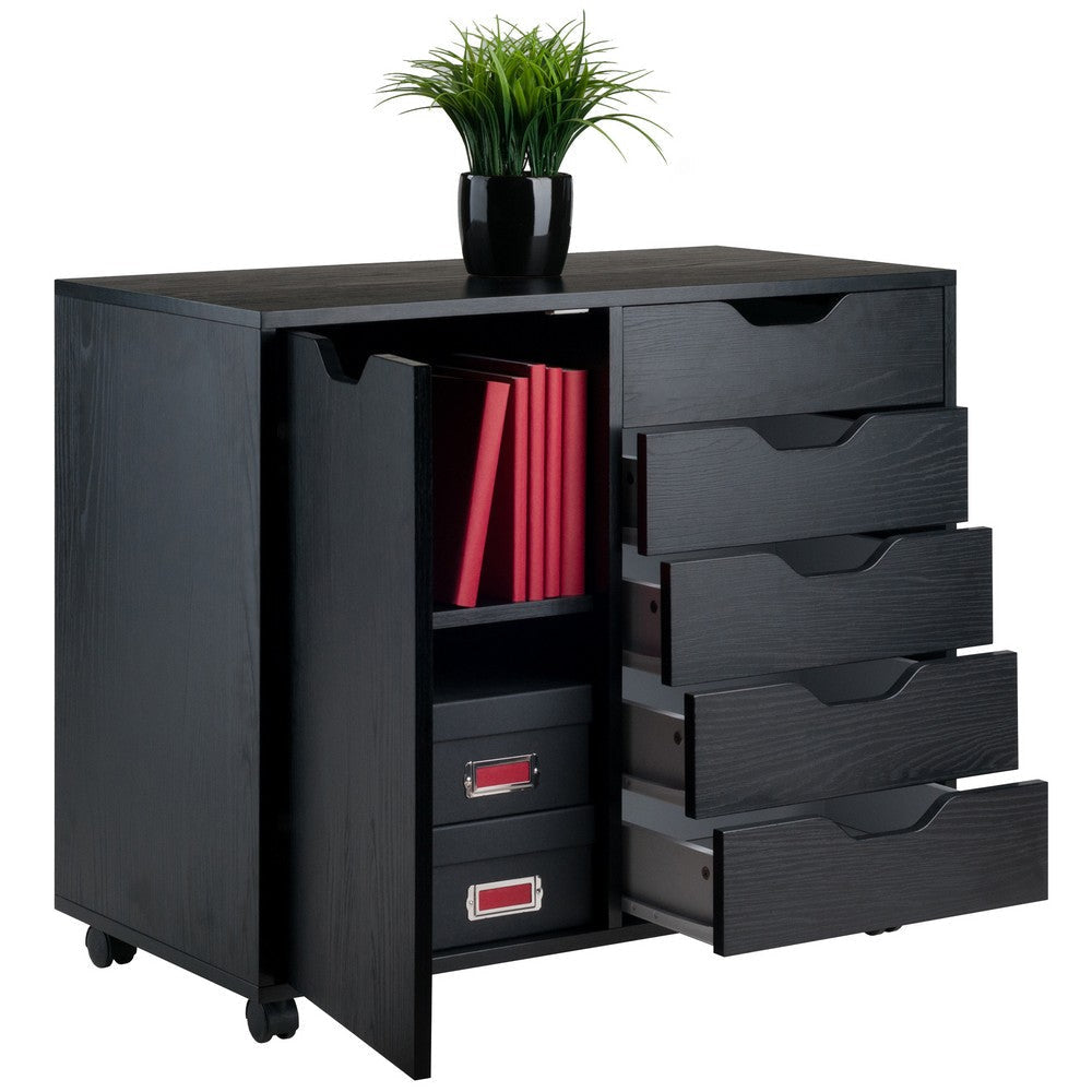 Halifax 5-Drawer Side Storage Mobile Cabinet Black WIN-20630