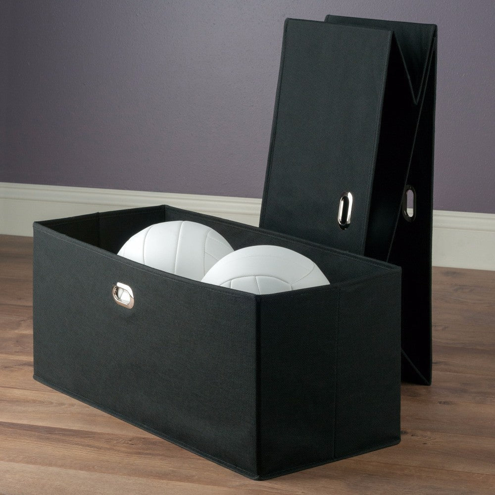 Torino 2-Pc Foldable Fabric Basket Set, Wide, Black