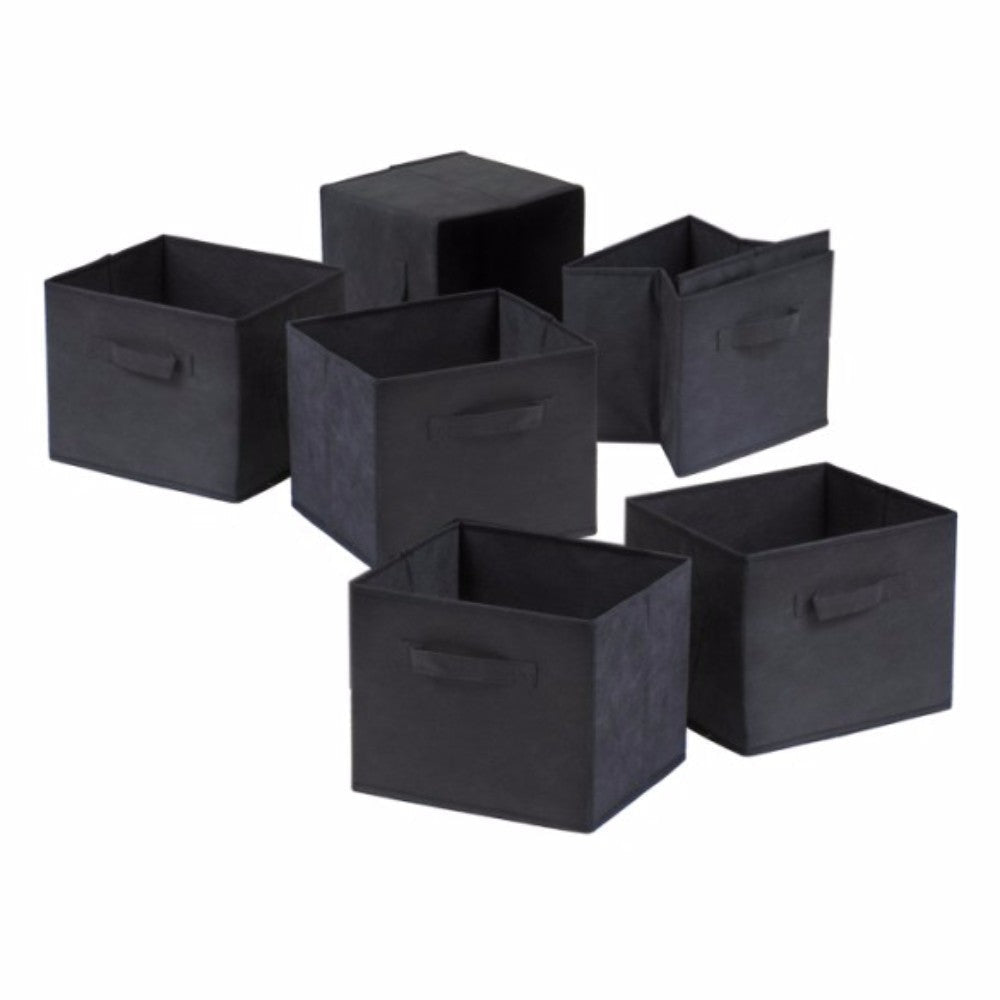 Capri 6-Pc Foldable Fabric Basket Set, Black