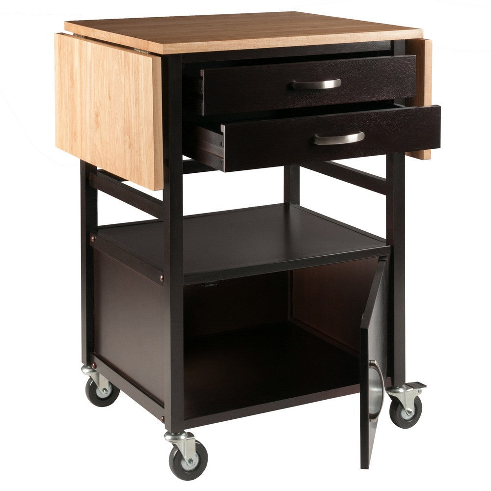 Bellini Drop Leaf Kitchen Cart Coffee and Natural WIN-23343