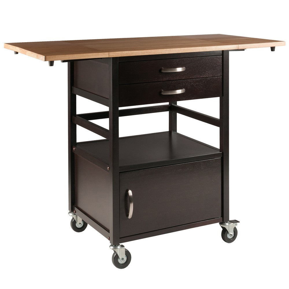 Bellini Drop Leaf Kitchen Cart Coffee and Natural WIN-23343