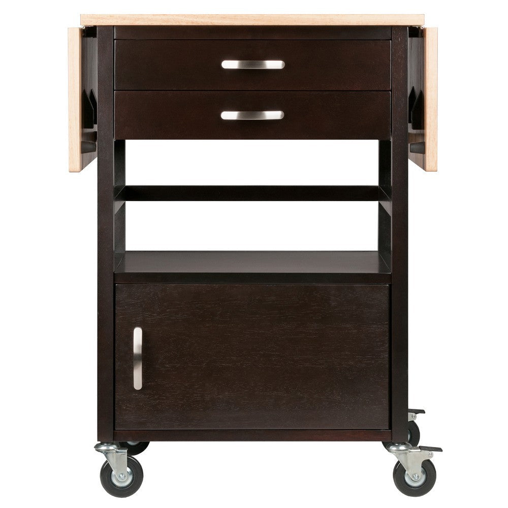 Bellini Drop Leaf Kitchen Cart Coffee and Natural WIN-23343