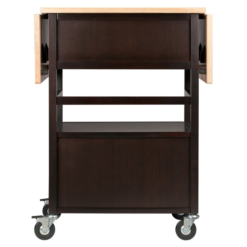 Bellini Drop Leaf Kitchen Cart Coffee and Natural WIN-23343