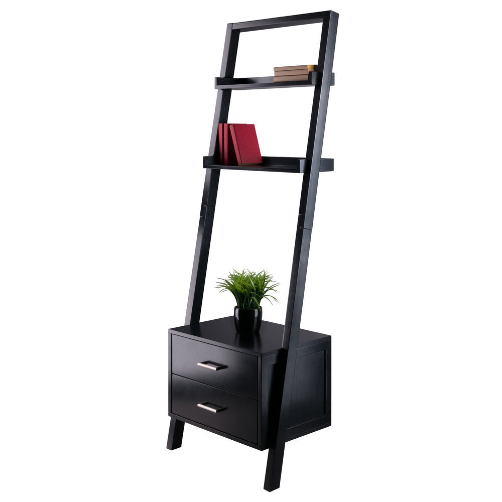 Bellamy 2-Drawer Leaning Shelf Black WIN-29522
