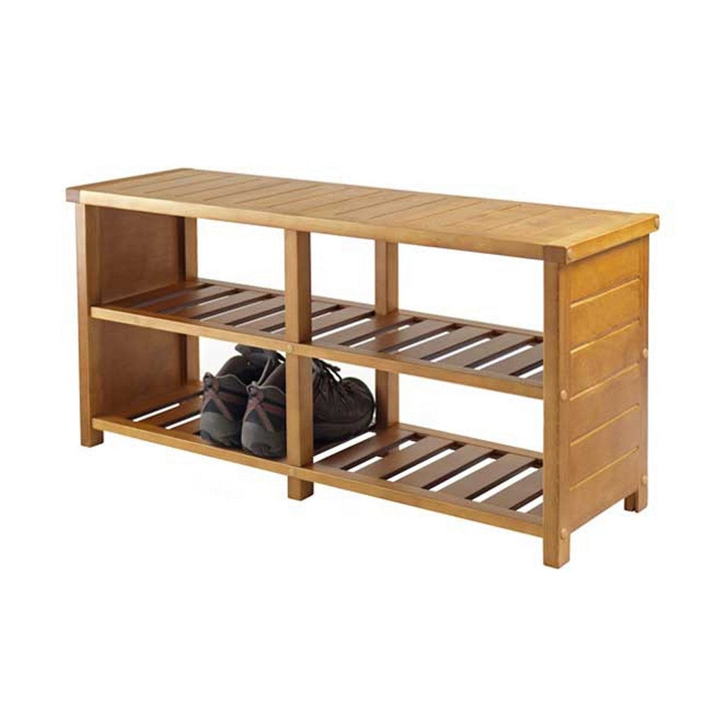Keystone Bench 2-Tier Shoe Storage Teak WIN-33348