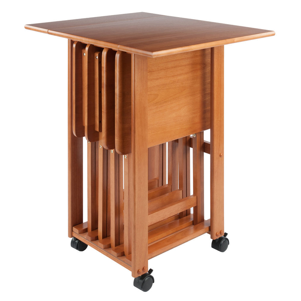 Sophia 5-Pc Snack Table Set Drop Leaf Top Teak WIN-33720