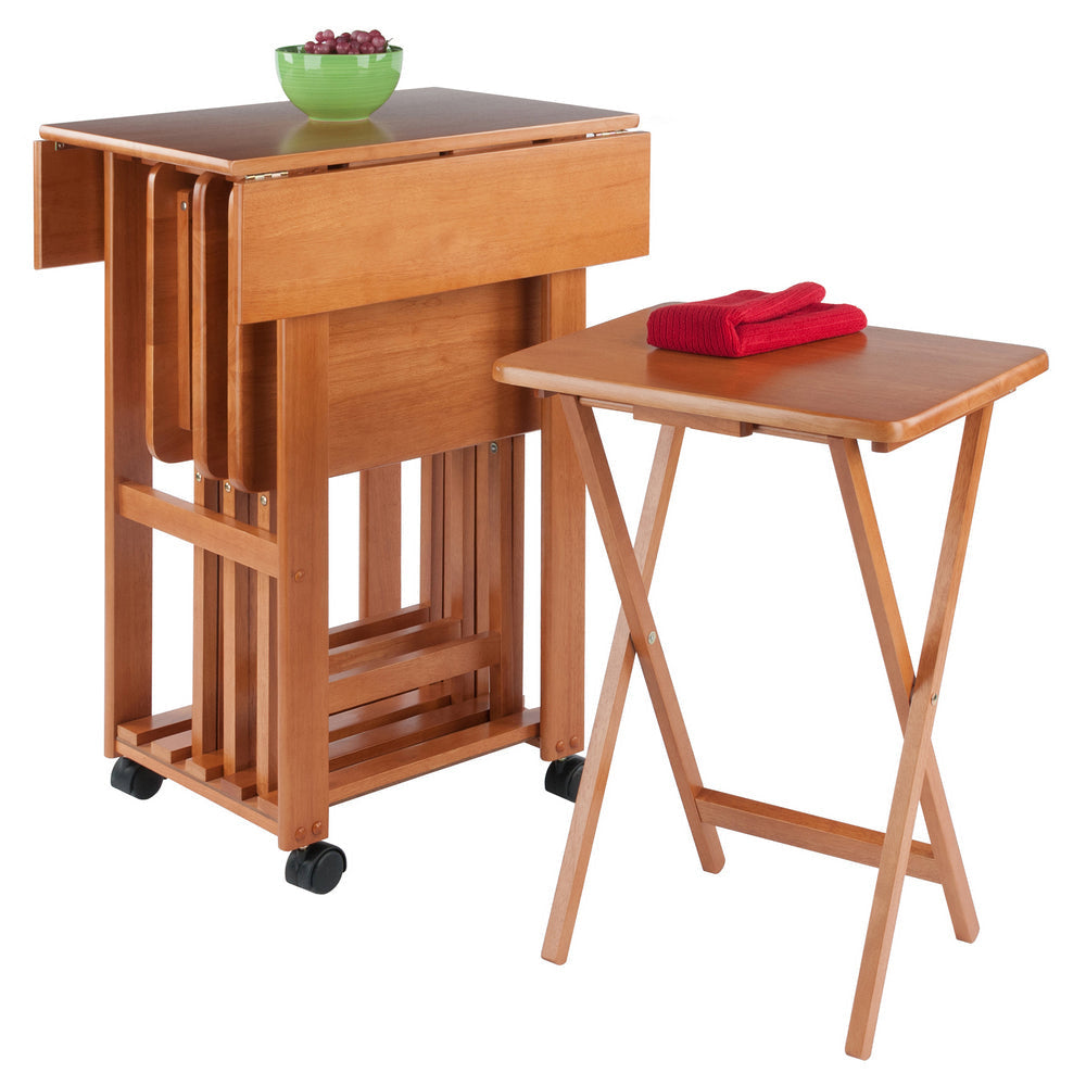 Sophia 5-Pc Snack Table Set Drop Leaf Top Teak WIN-33720