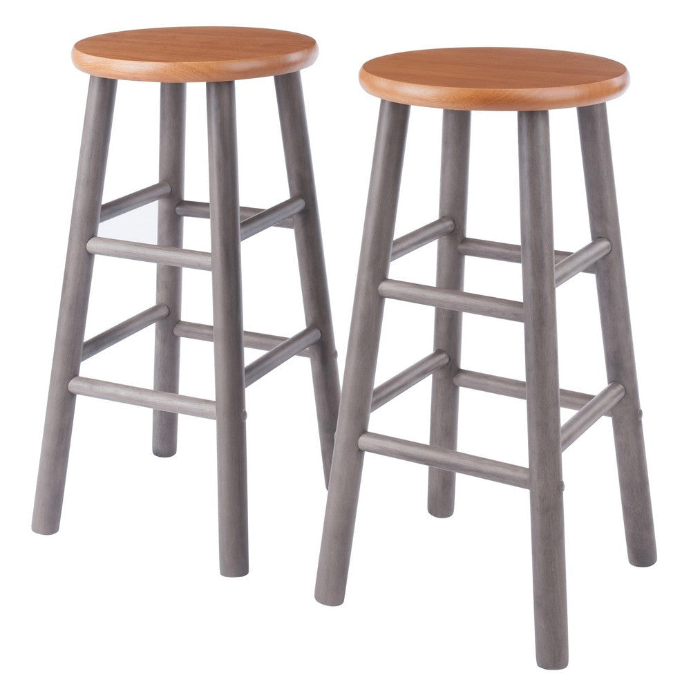 Huxton 2-Pc Counter Stool Set, Oyster Gray and Teak