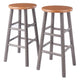 Huxton 2-Pc Counter Stool Set, Oyster Gray and Teak