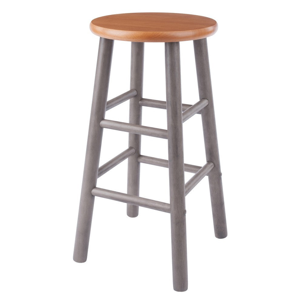 Huxton 2-Pc Counter Stool Set Oyster Gray and Teak WIN-36624