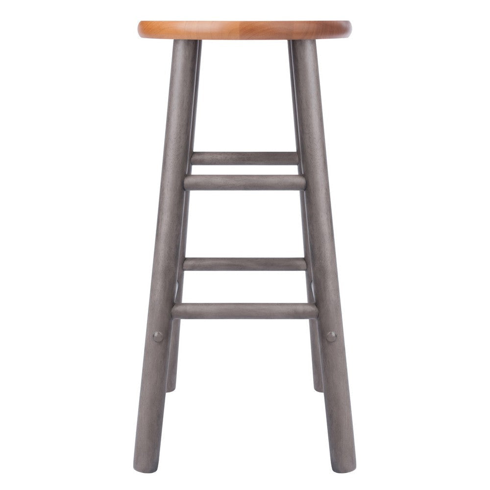 Huxton 2-Pc Counter Stool Set Oyster Gray and Teak WIN-36624