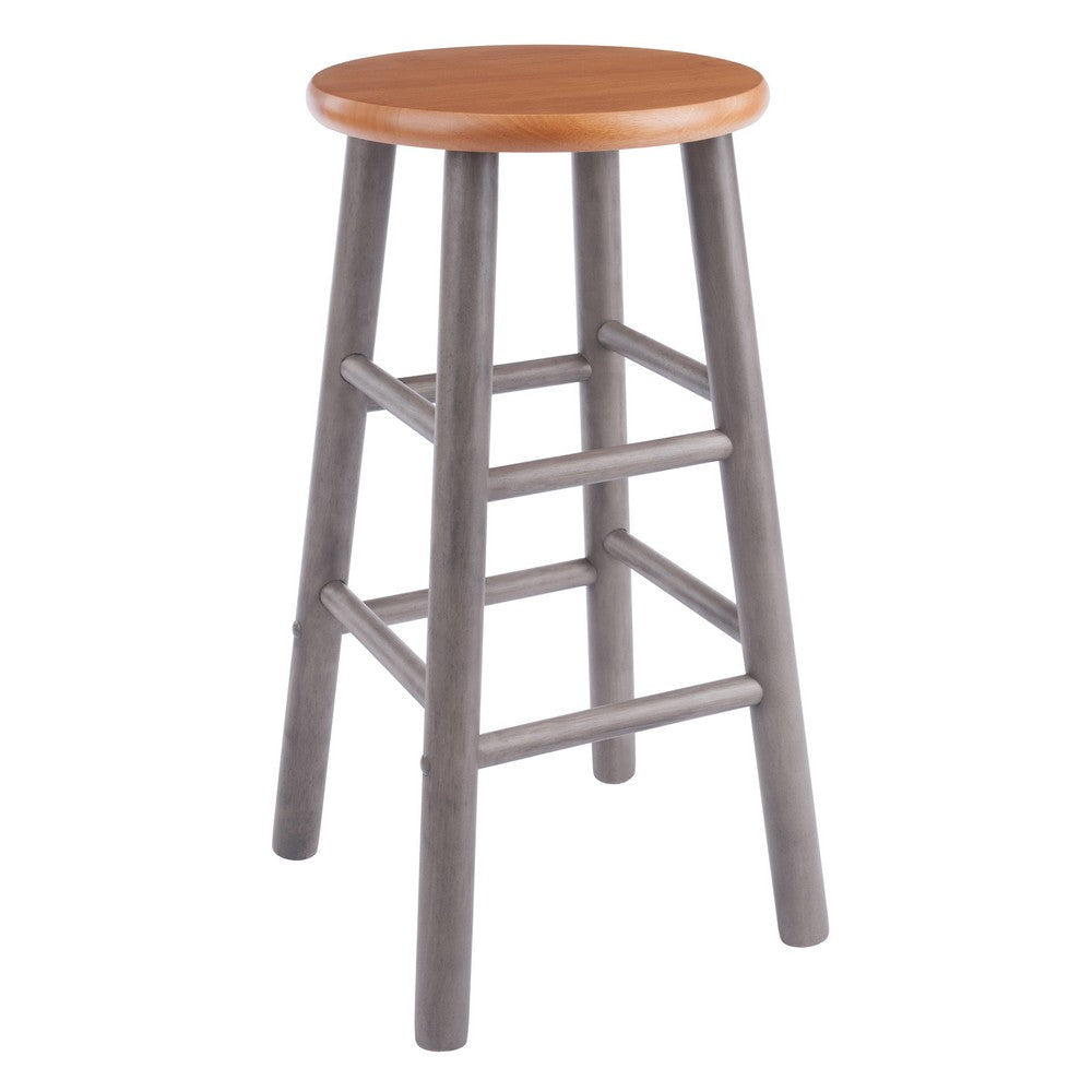 Huxton 2-Pc Counter Stool Set Oyster Gray and Teak WIN-36624