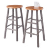Huxton 2-Pc Counter Stool Set Oyster Gray and Teak WIN-36624