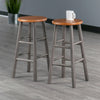 Huxton 2-Pc Counter Stool Set Oyster Gray and Teak WIN-36624