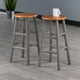 Huxton 2-Pc Counter Stool Set Oyster Gray and Teak WIN-36624