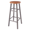Huxton 2-Pc Bar Stool Set Oyster Gray and Teak WIN-36630