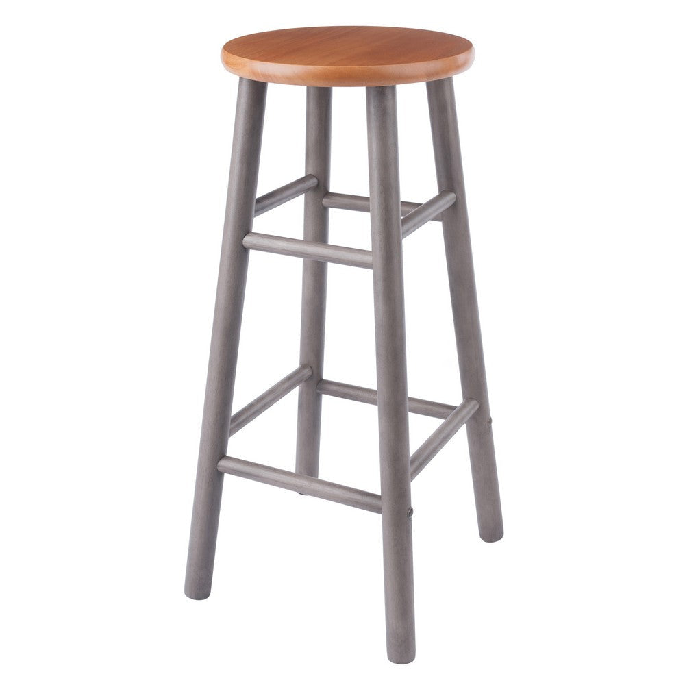 Huxton 2-Pc Bar Stool Set Oyster Gray and Teak WIN-36630