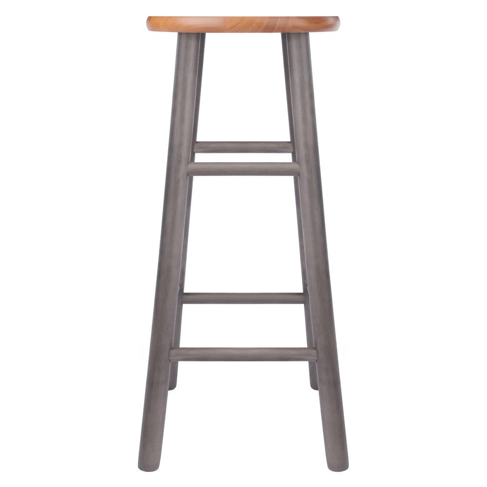 Huxton 2-Pc Bar Stool Set Oyster Gray and Teak WIN-36630
