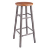 Huxton 2-Pc Bar Stool Set Oyster Gray and Teak WIN-36630