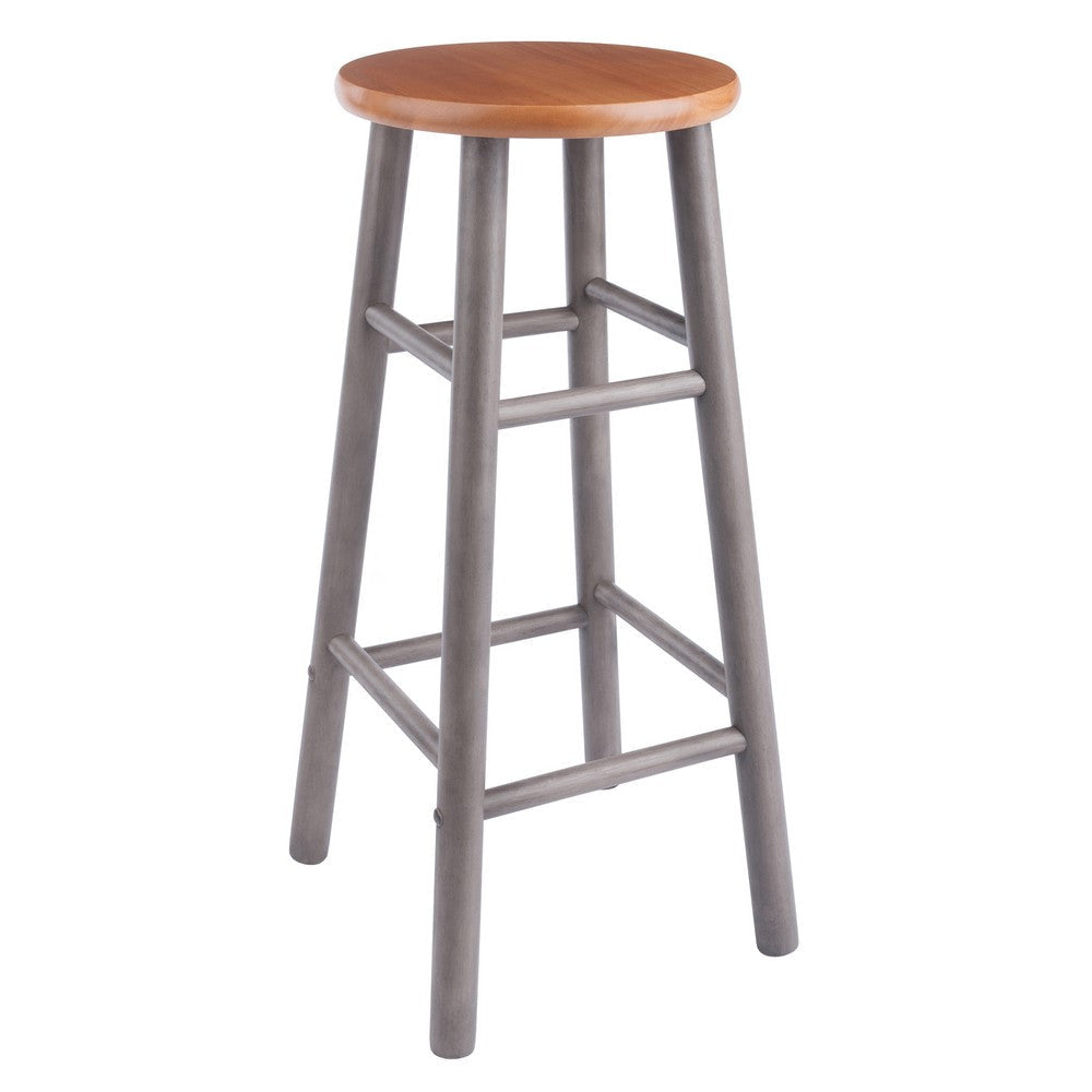 Huxton 2-Pc Bar Stool Set Oyster Gray and Teak WIN-36630