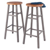 Huxton 2-Pc Bar Stool Set Oyster Gray and Teak WIN-36630