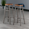Huxton 2-Pc Bar Stool Set Oyster Gray and Teak WIN-36630