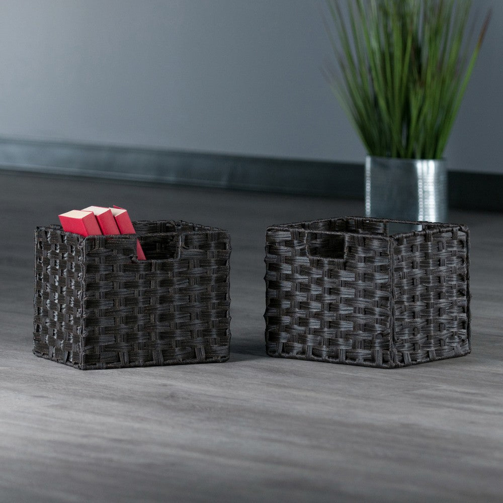 Melanie 2-Pc Foldable Woven Fiber Basket Set Chocolate WIN-38209