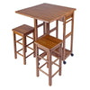 Suzanne 3-Pc Space Saver with Tuck-away Stools Teak WIN-39330