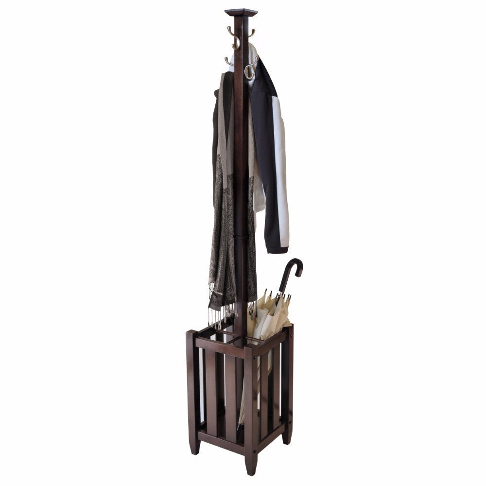 Memphis Coat Tree with Umbrella Rack Cappuccino WIN-40474
