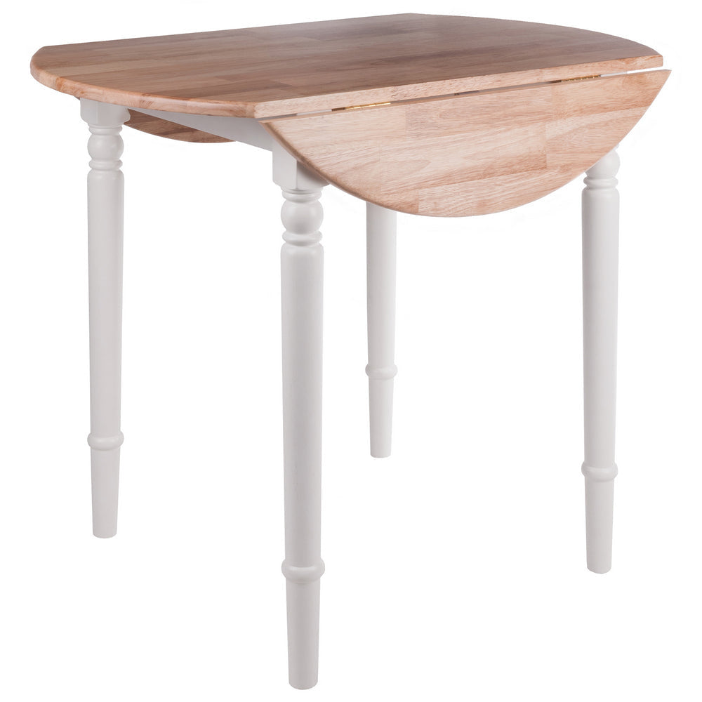 Sorella Round Double Drop Leaf Dining Table Natural and White WIN-53036