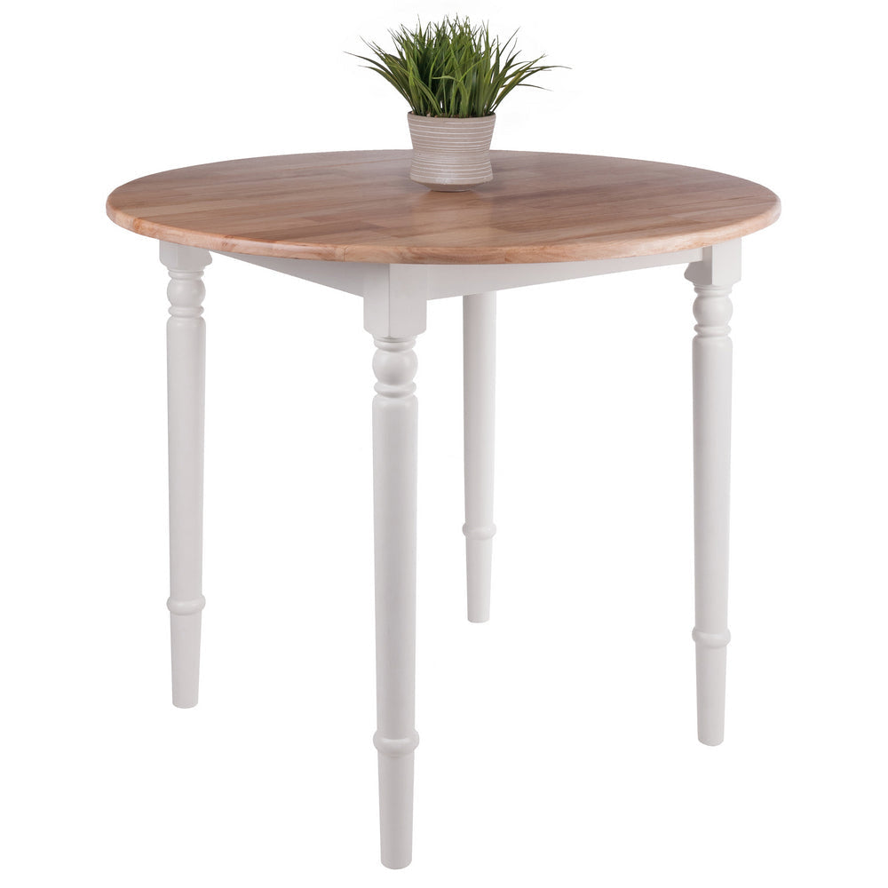Sorella Round Double Drop Leaf Dining Table Natural and White WIN-53036