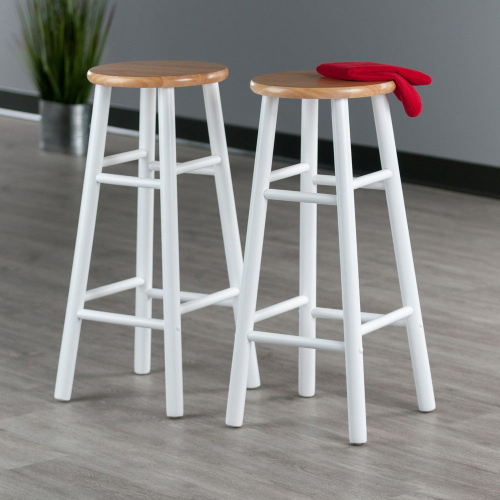 Huxton 2-Pc Bar Stool Set Natural and White WIN-53230