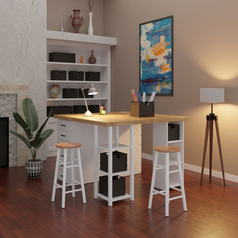 Huxton 2-Pc Bar Stool Set Natural and White WIN-53230