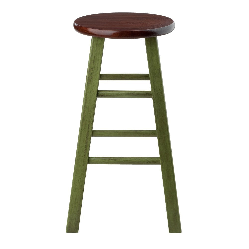 Ivy Counter Stool Rustic Green and Walnut WIN-64224