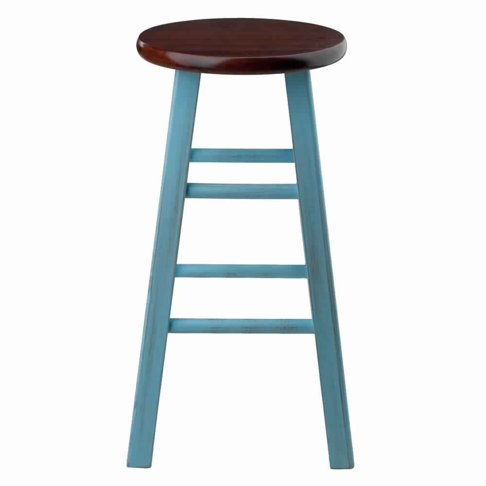 Ivy Counter Stool Rustic Light Blue and Walnut WIN-65224