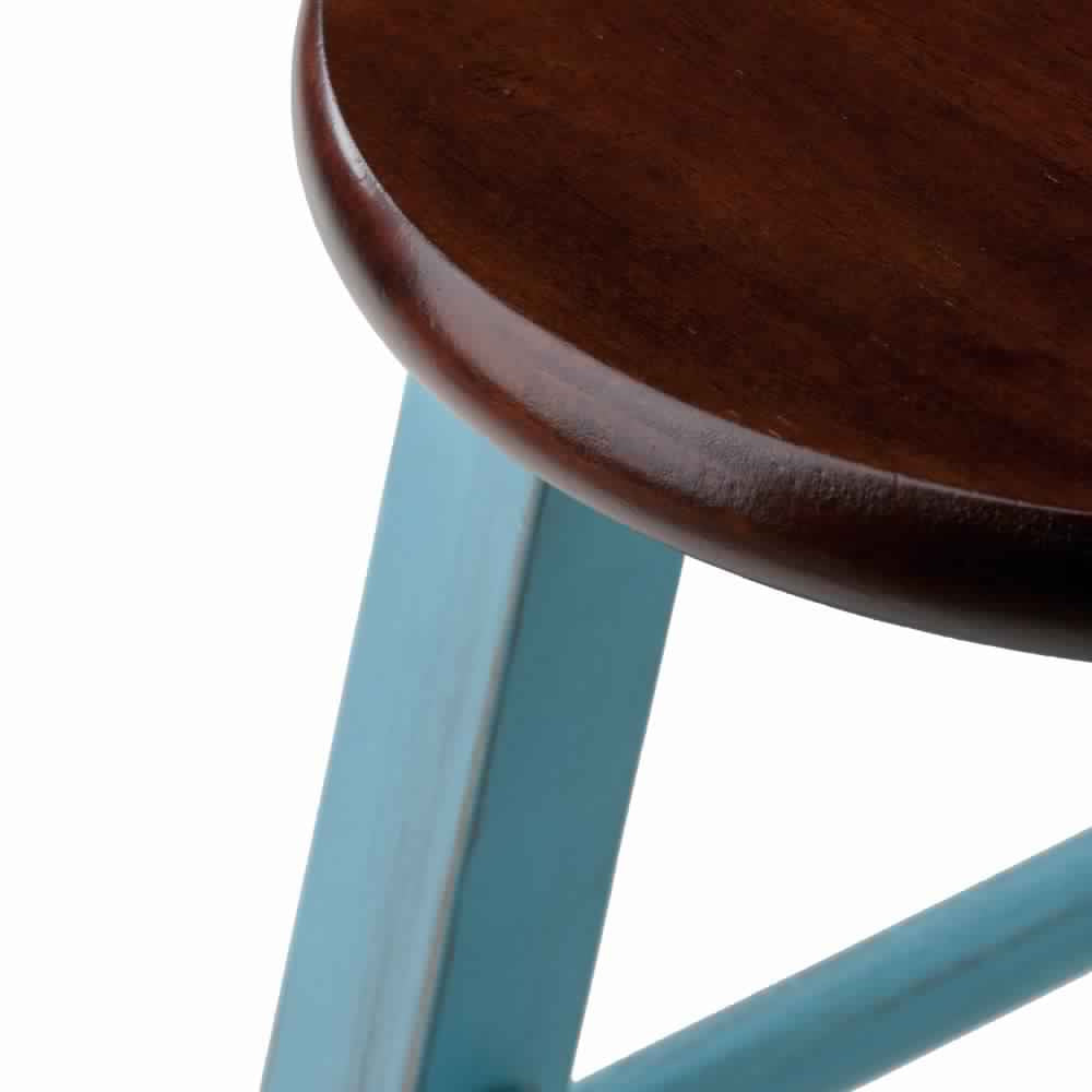 Ivy Counter Stool Rustic Light Blue and Walnut WIN-65224