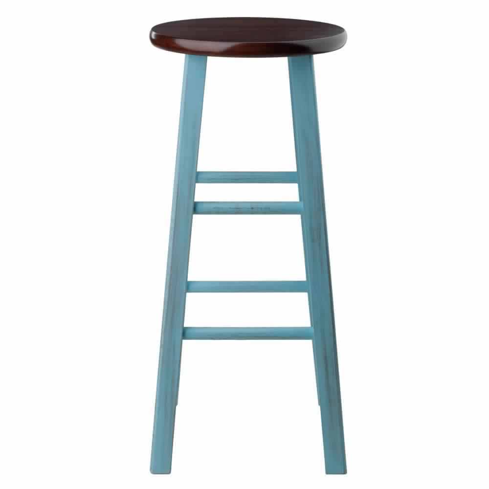 Ivy Bar Stool Rustic Light Blue and Walnut WIN-65230