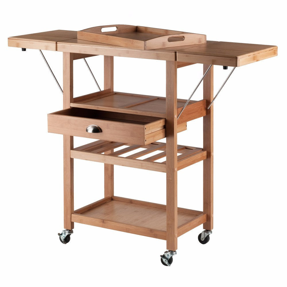 Barton Kitchen Utility Cart Drop Leaf Bamboo WIN-80434
