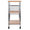 Madera Utility Kitchen Cart Bamboo and Chrome WIN-83336