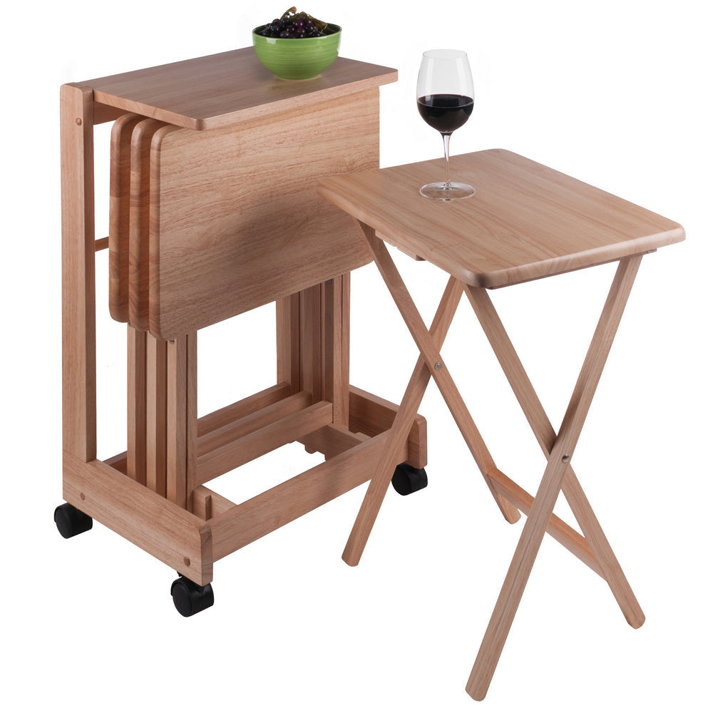 Brienda 5-Pc Snack Table Set Flip Top Natural WIN-83520