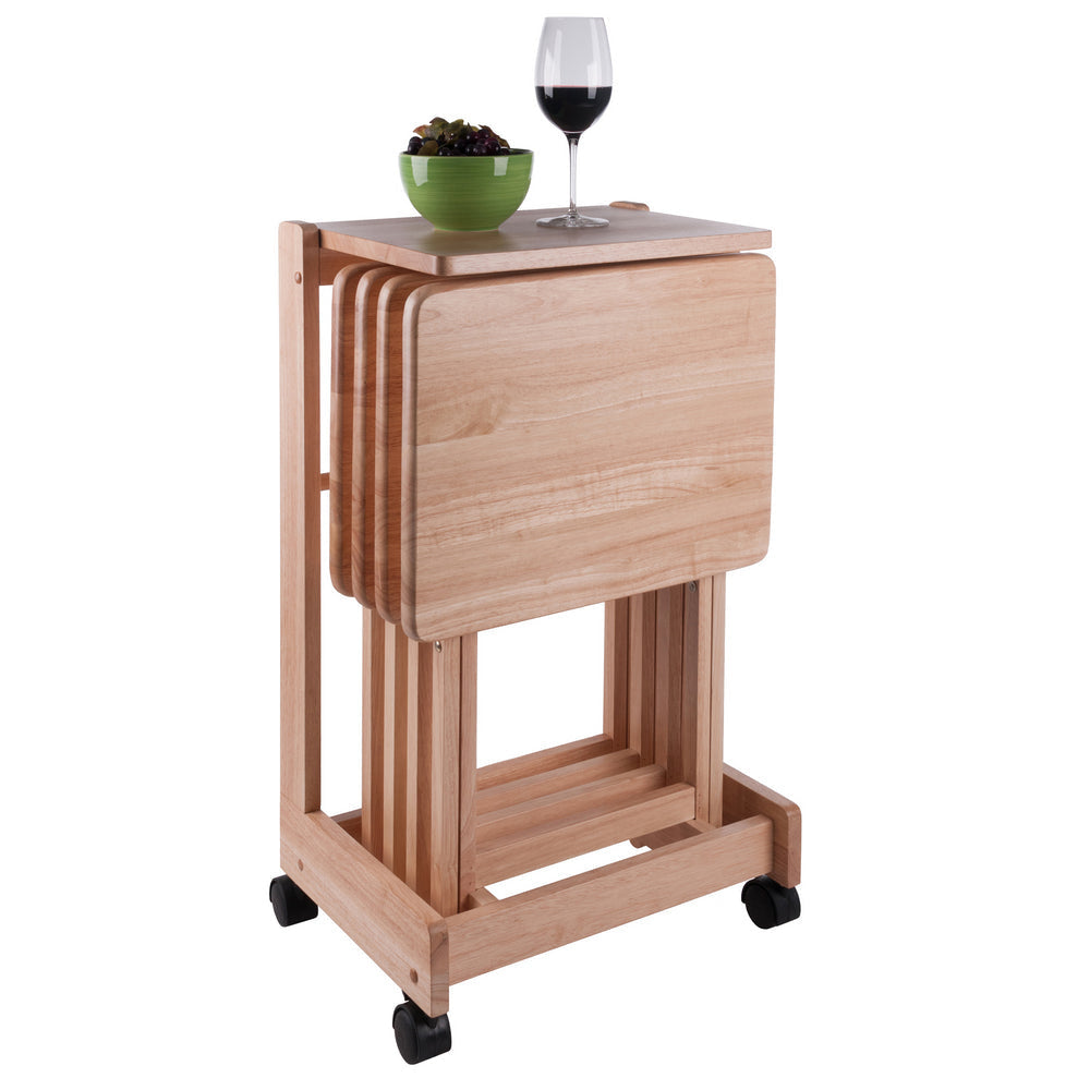 Brienda 5-Pc Snack Table Set Flip Top Natural WIN-83520