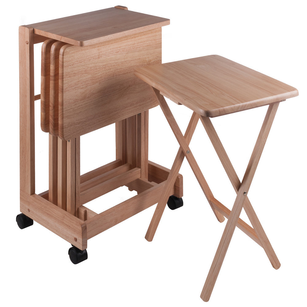 Brienda 5-Pc Snack Table Set Flip Top Natural WIN-83520