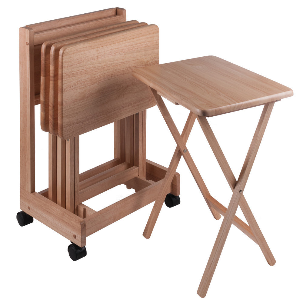 Brienda 5-Pc Snack Table Set Flip Top Natural WIN-83520