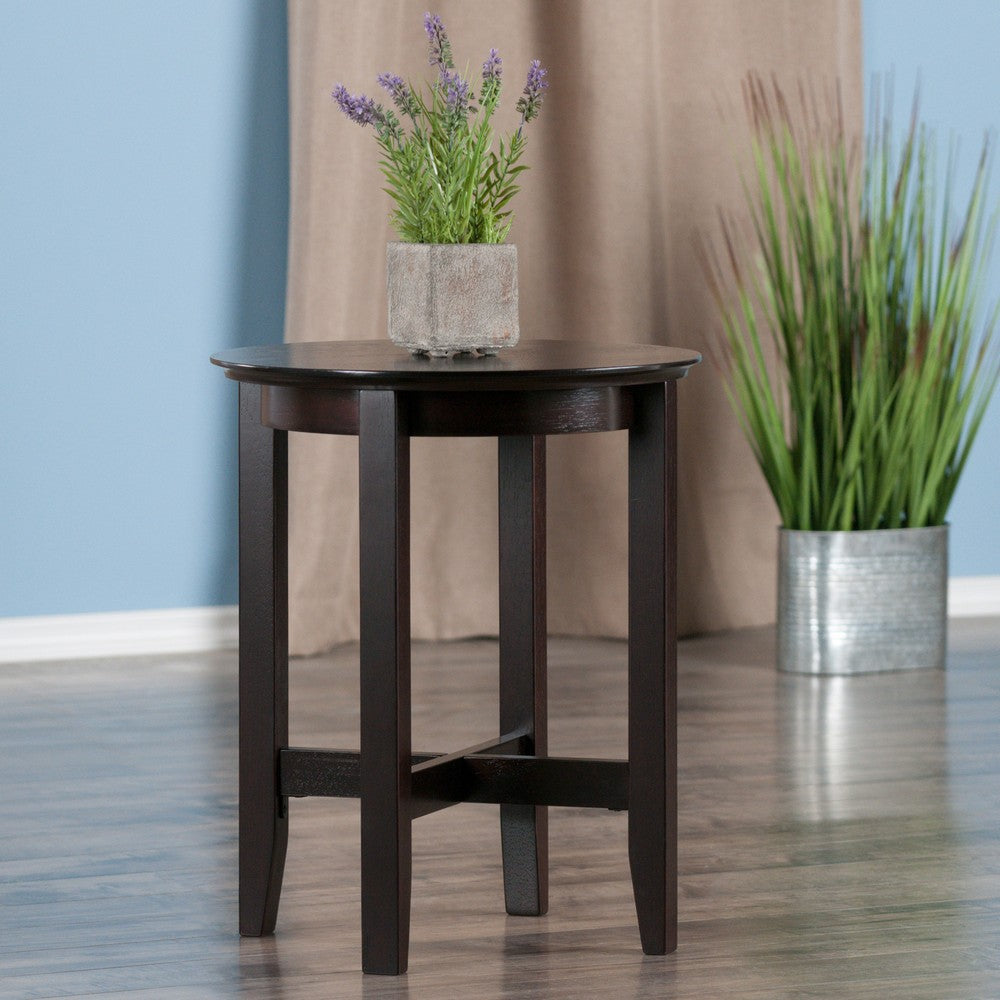 Toby Round Accent End Table, Espresso