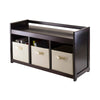 Addison 4-Pc Storage Bench with 3 Foldable Fabric Baskets Espresso and Beige WIN-92701